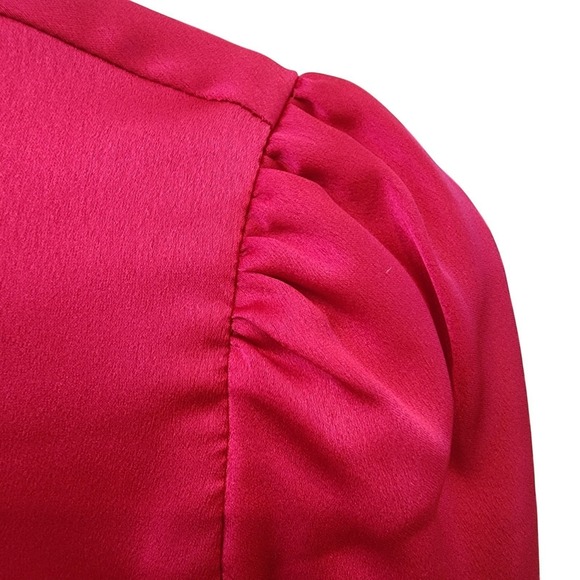 MILLY Karson Luxe Party Pink Fuschia Wrap Front Blouse Medium - Picture 4 of 10